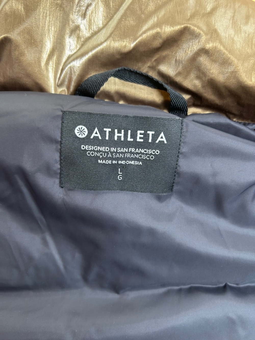 Athleta Shiny Bronze Quilted Puffer Vest | Size Large - Picture 6 of 6